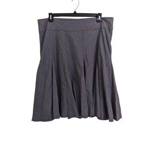 Vintage Monsoon Cotton Skirt 16 Pinstripe Box Pleat Paneled Navy Gray Fit Flare